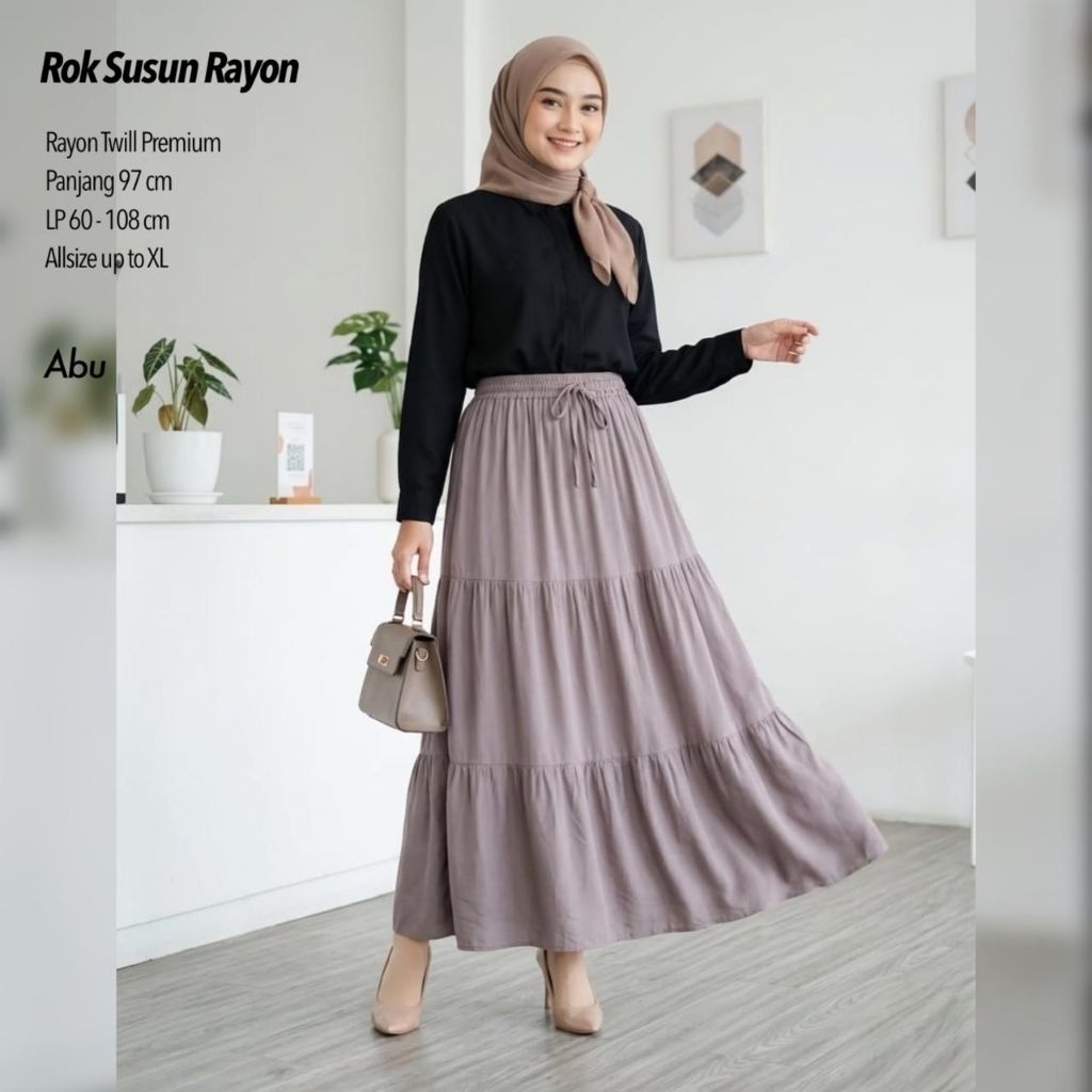 RAYON TWILL XL LAYER SKIRT / RAYON TWILL WIDE SKIRT