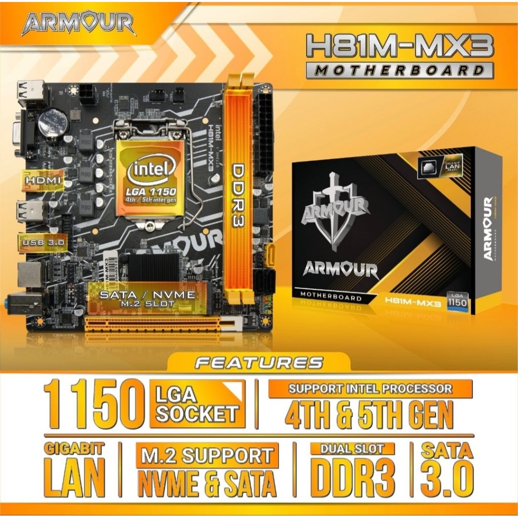 ARMOUR H 81 M-MX3 NVME MOTHERBOARD