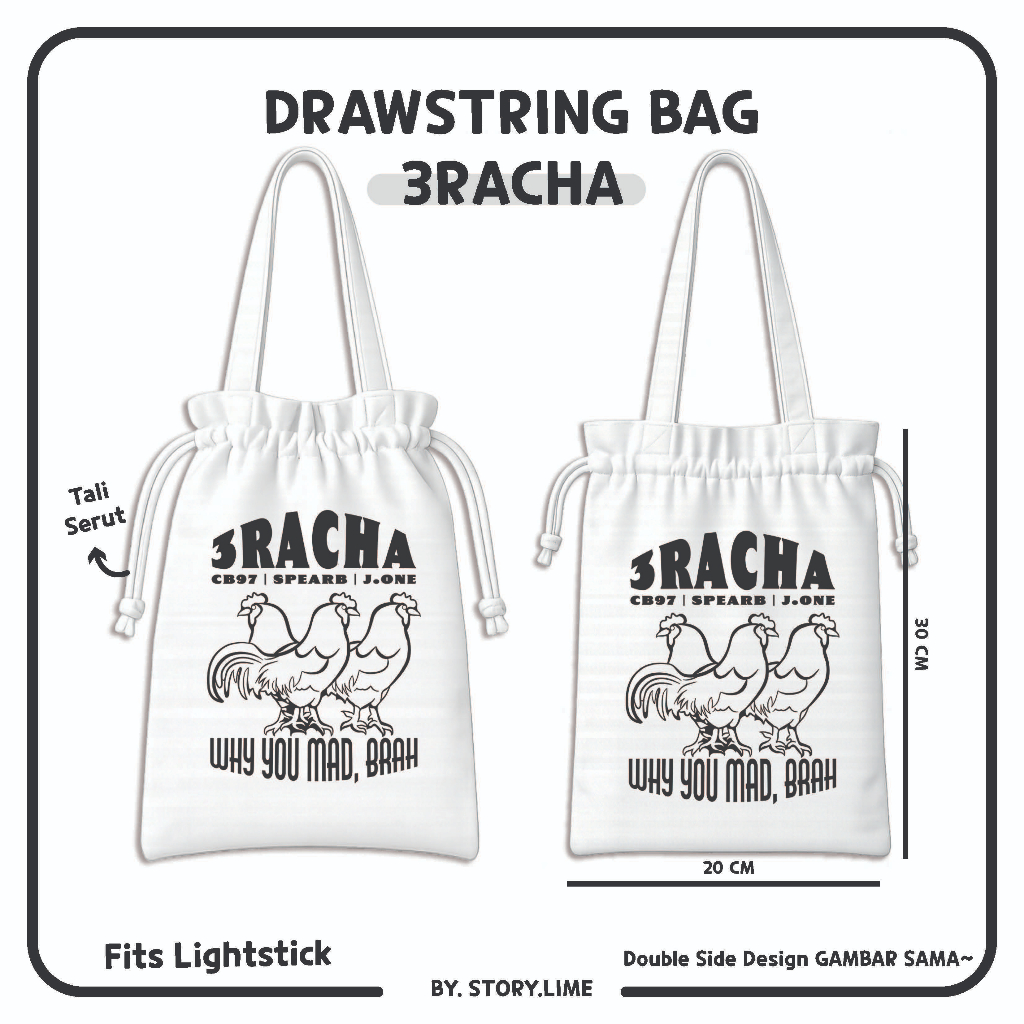 3RACHA STRAY KIDS Drawstring Bag Totebag Sirt Lightstick KPOP By. เรื่องราว.ไลม์