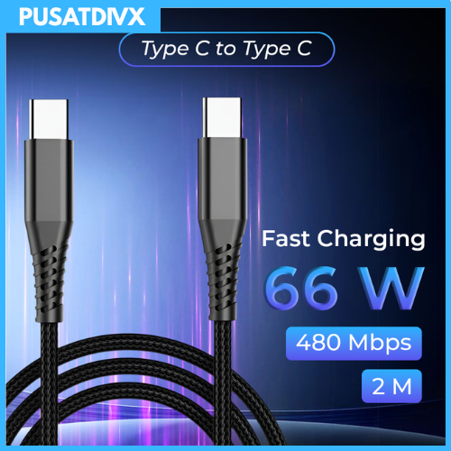 SANJI AUFU DATA CABLE TYPE C TO TYPE C CHARGER BRAIDED FAST CHARGING 6A 66W 2M