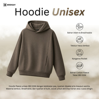 BROGUY Hoodie Pria Wanita Unisex Fleece - Olive
