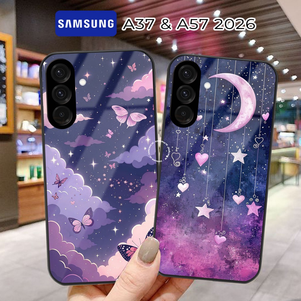 HP Samsung A37 2026 Glass Softcase Samsung A57 ล่าสุดกล้องเคสโทรศัพท์ป้องกัน [LL76] Samsung A57 2026