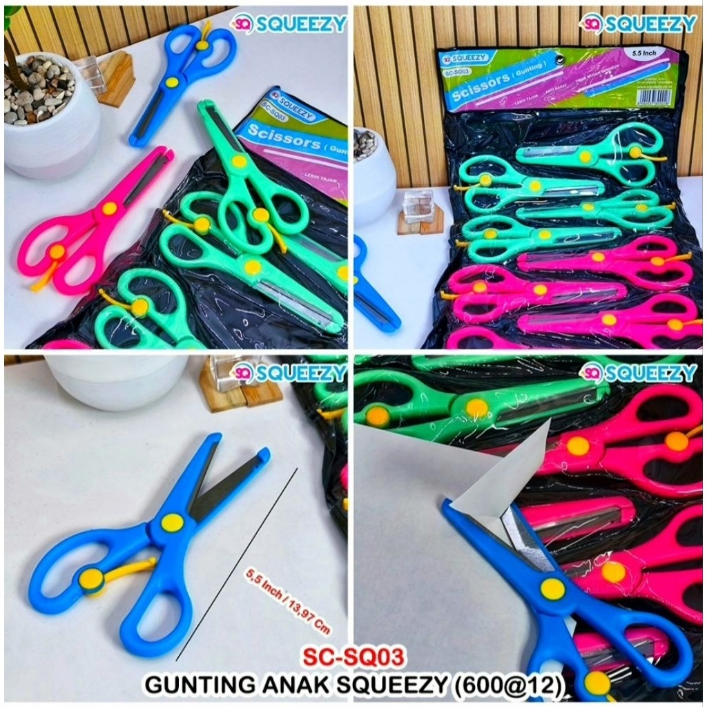 SQUEEZY SC-SQ03 CHILDRENS SCISSORS (1 PACK CONTAINS 12 ชิ้น)