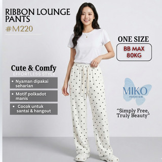 MikoFashion / Celana Panjang Wanita Highwaist Motif Polkadot / Kulot Pants Nyaman Adem Dipakai / Pants Celana Panjang Santai Casual