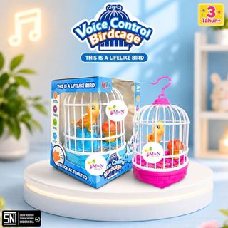mwn.toys Mainan Kicauan Burung Voice Control Birdcage No.FU1138