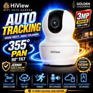 HiView C3W 3MP CCTV Wifi Indoor IP67 Night Vision Two Way Audio Kamera Pengawas