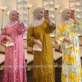 Zenata -  Lavina Daily Dress Rayon Premium Motif kekinian Gamis Wanita Terbaru Busui Friendly Emily Dress