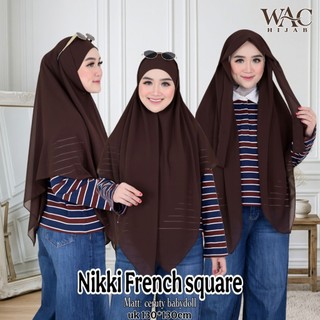 French Square Hijab Bandana Ceruty Babydoll 2layer Kerudung Wanita Kekinian -WACHIJAB