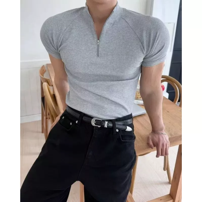 MENS TIGHT ZIPPER BODYFIT SLIMFIT FASHION TOP