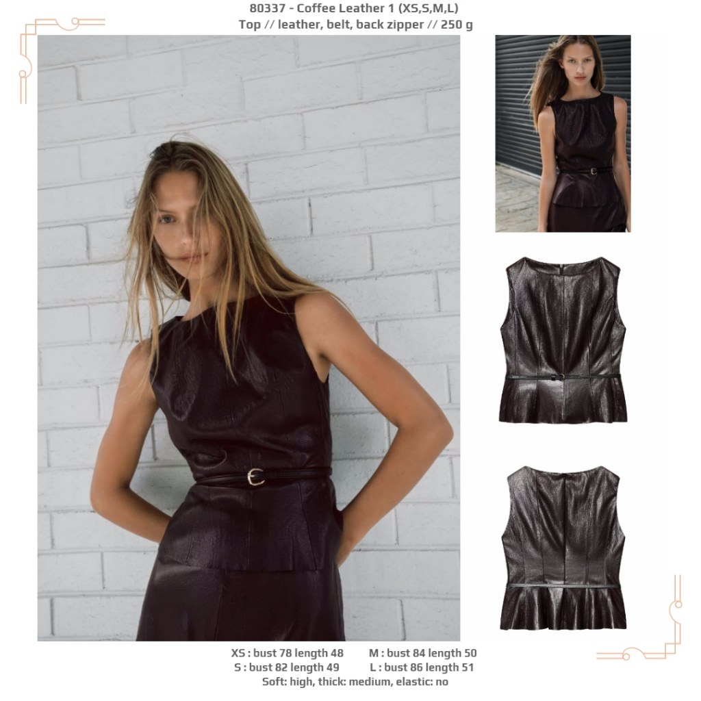 H0337 - Coffee Leather 1 (XS, S, M, L) - Top 2605