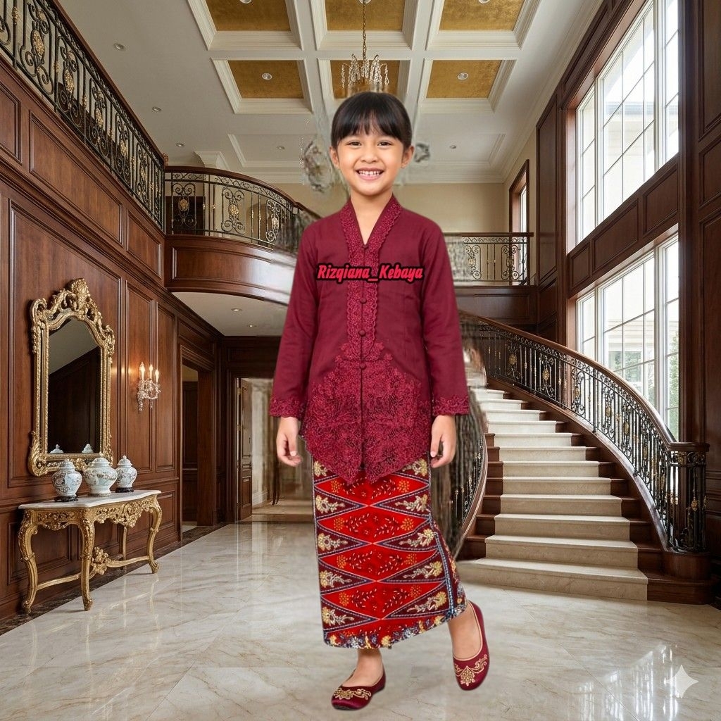 CHILDRENS ENCIM KEBAYA SET WITH MATCHING FORMENTARY SCHOOL CHILDRENS ENCIM KEBAYA // GIRLS ENCIM KEB