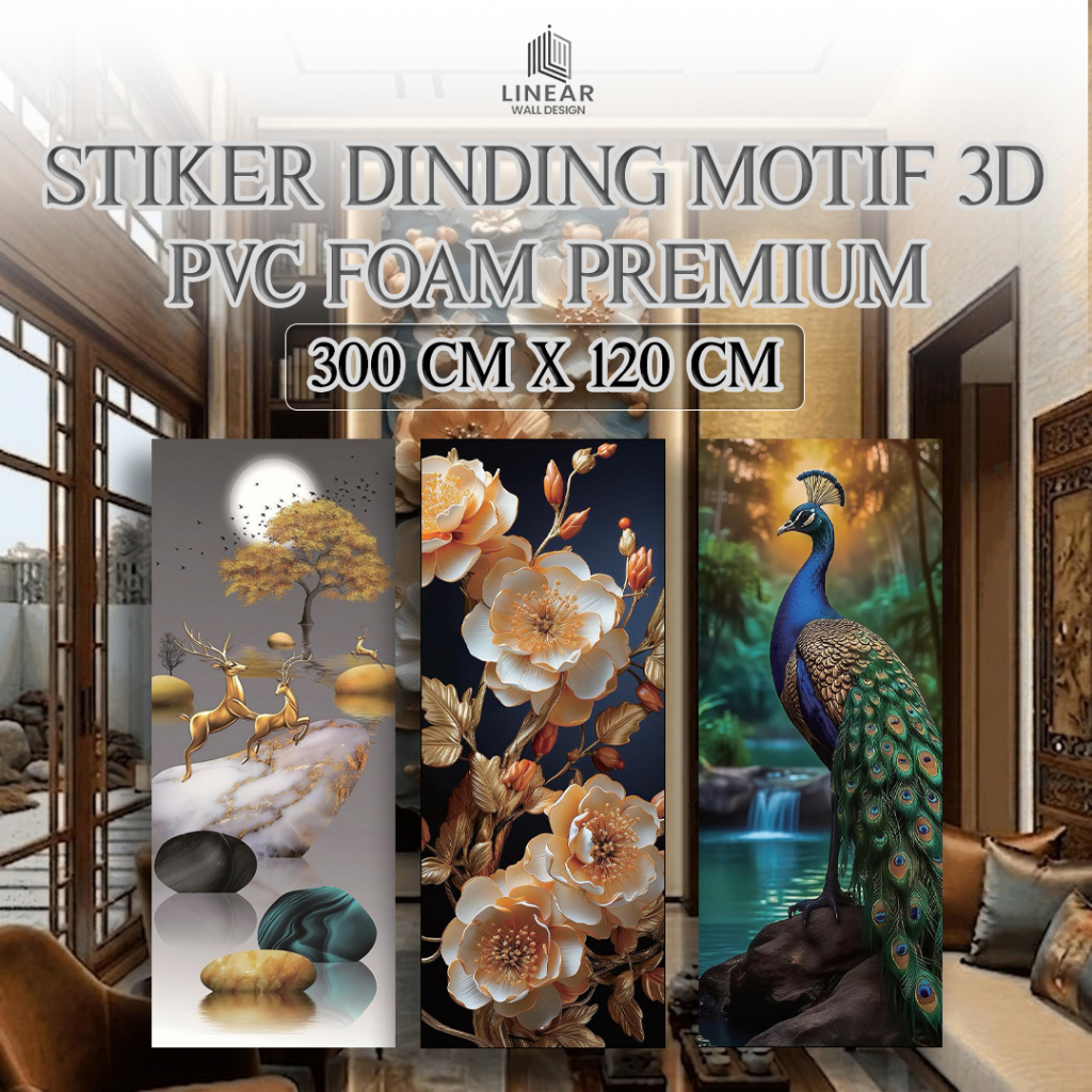 WDL - สติ๊กเกอร์ติดผนังดอกไม้ 3D สําหรับ LIVING ROOM, 3D MOTIF WALLPAPER สําหรับห้อง