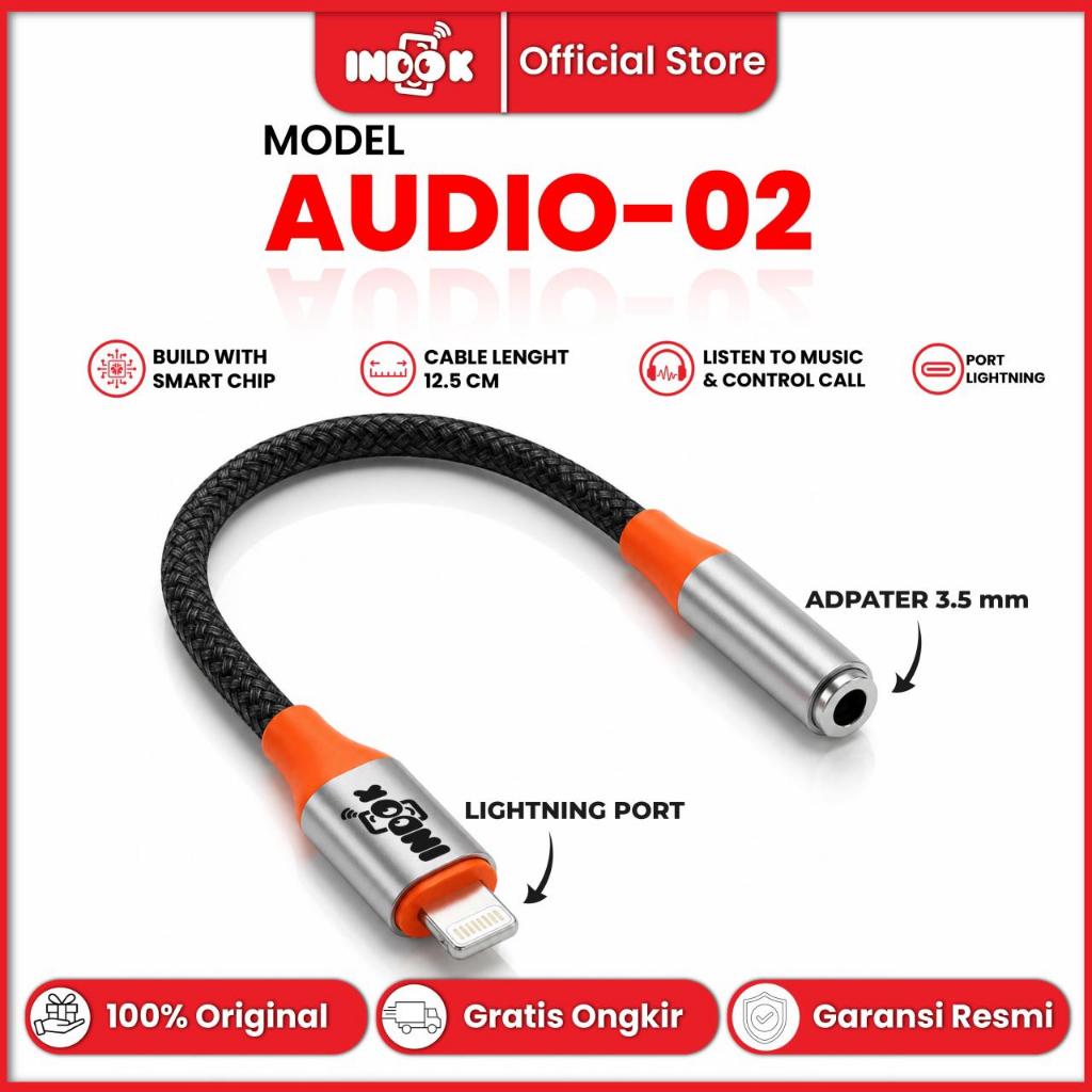 INDO K AUDIO-02 อะแดปเตอร์ Lightning to Jack ตัวแปลง 3.5 มม. เสียง iPhone iPad DAC ชิปอัจฉริยะต้นฉบั