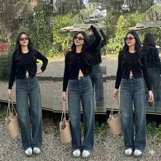 Highwaist Baggy Jeans Hangover Wanita-Celana Kulot Jeans Loosepant Gombrong Highwaist Wanita Jeans Premium Quality