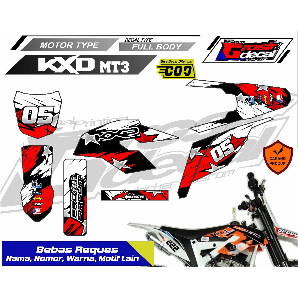 สติ๊กเกอร์รูปลอก Trail Mini 50cc KXD MT3 Full Body Free Custom