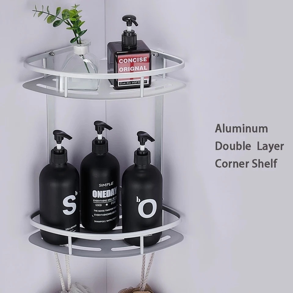 MULTIPURPOSE WALL-MOUNTED CORNER BATH TOILET SHELF/HANGING SHELF สําหรับสบู่และแชมพู