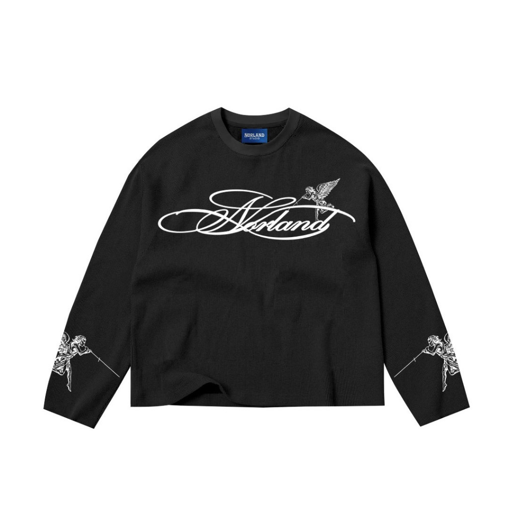นอร์แลนด์ | WAFFLE WAFFLE WAFFLE |LONG SLEEVE BOXY | นางฟ้าสีดํา