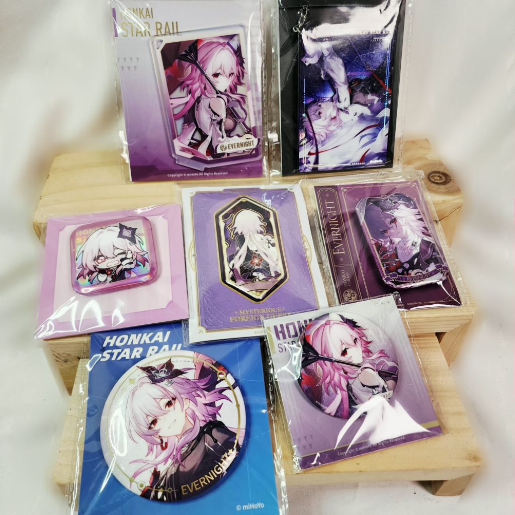 Ready Original Evernight / March7th Honkai Star Rail HSR Badge Pin Stande Keychain Keyring Merch Mih