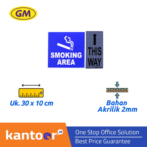GM LABEL SMOKING AREA THIS WAY LB-419C (30 X 20CM) สีขนาดใหญ่