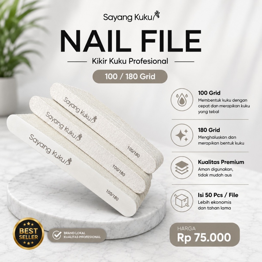 Dear Nail File Grid Nail File 100/180 – เนื้อหา 50 ชิ้น Professional Salon Nail Files