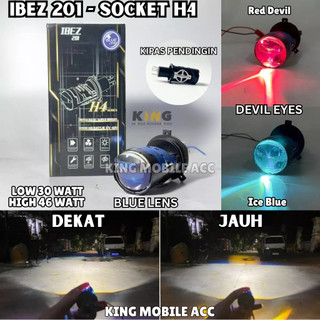 IBEZ 201 Mini Biled Lampu Utama H4 Original Bluelens Dengan Kipas Pendingin Demon Eyes Cahaya Biled Kualitas Premium - Garansi 2 Tahun