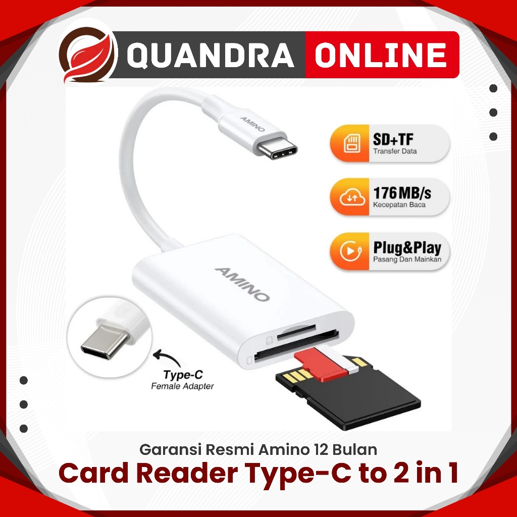 AMINO OTG 2 IN 1 USB C SD TF การ์ดหน่วยความจําอะแดปเตอร์ TYPE C สําหรับ Iphone 16 Pro Max xiaomi