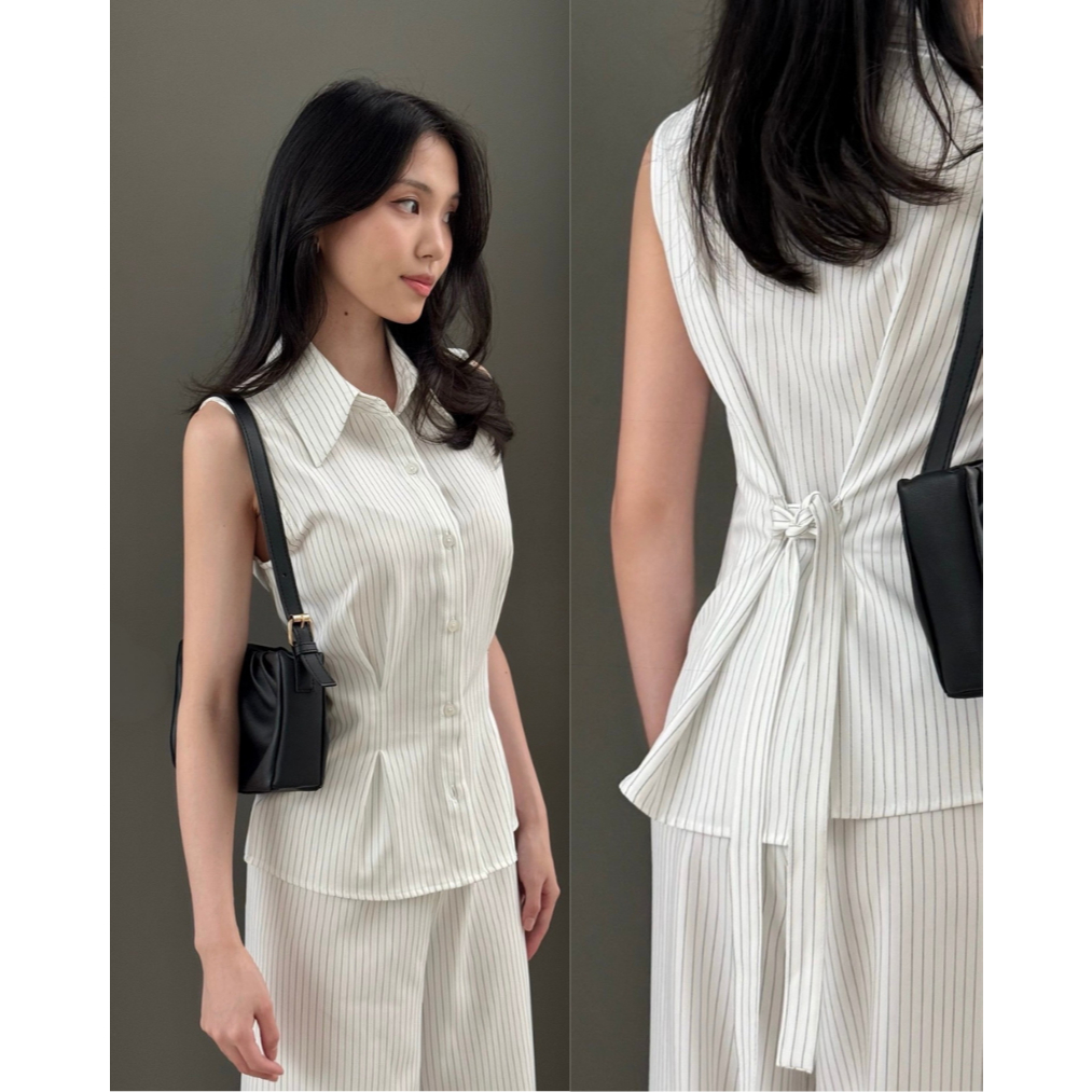 Kadaka T-0560 เสื้อแขนกุด Top Stripes | เสื้อครอปแขนกุดสําหรับผู้หญิง