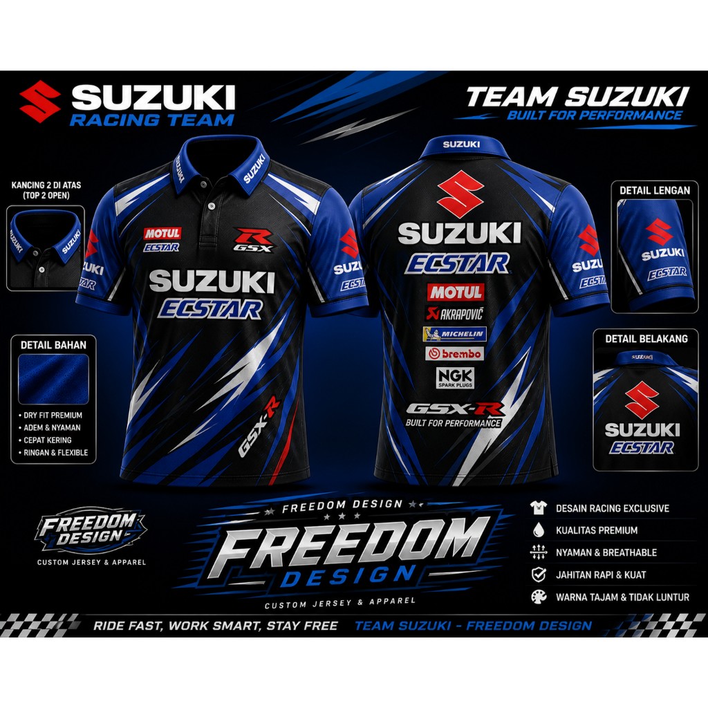 SUZUKI ECSTAR GSX-R JERSEY SUZUKI TEAM JERSEY COLLAR JERSEY WORKSHOP JERSEY