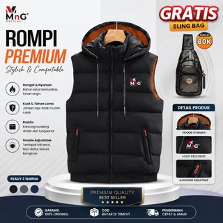MnG Rompi Pria Hoodie Pelindung Dada Waterproof Anti Angin Polos Dewasa Wanita Unisex