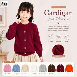 Cardigan Rajut Anak Perempuan Premium Polos Knit Korea Lengan Panjang Adem Lembut Lucu Fashion Anak Cewek