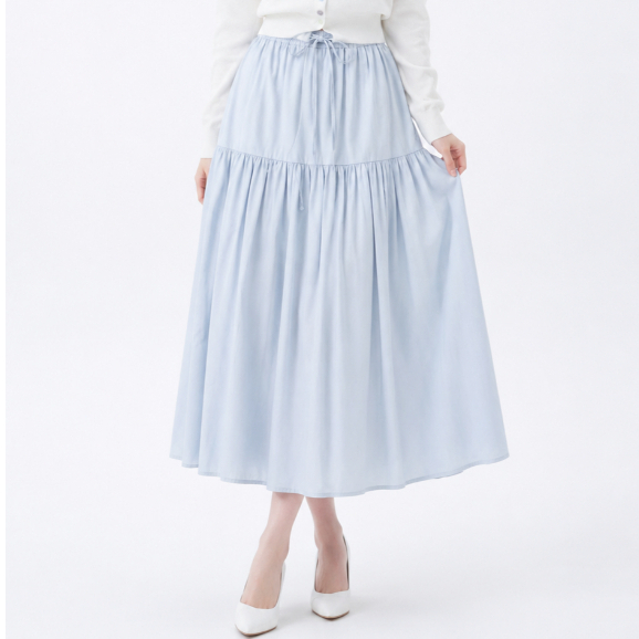 MKY CLOTHING YEBIN MIDI SKIRT WITH RUBBER WAIST STRAP