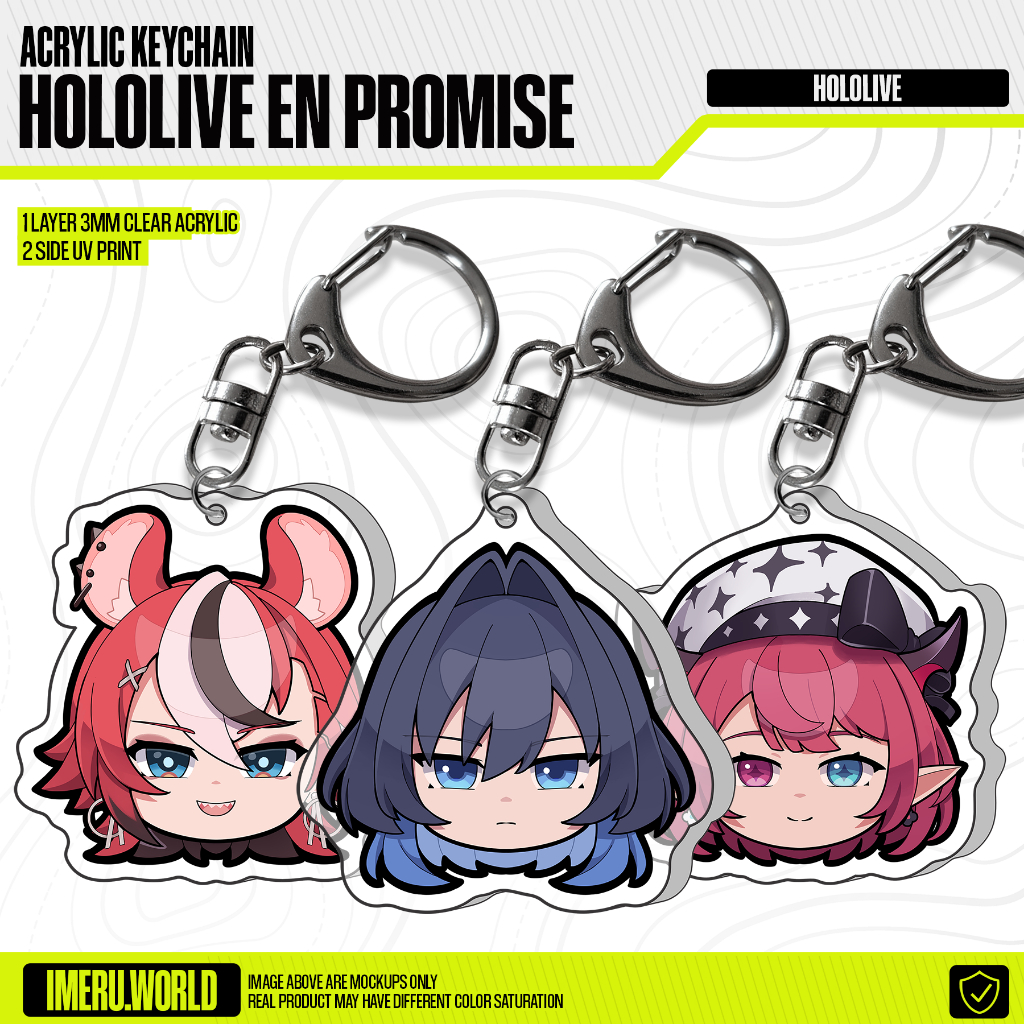 อะนิเมะพวงกุญแจอะคริลิคหัวไอคอน Hololive สัญญาภาษาอังกฤษ Kronii Mumei balz IRys Fanmerch โดย IMERU W