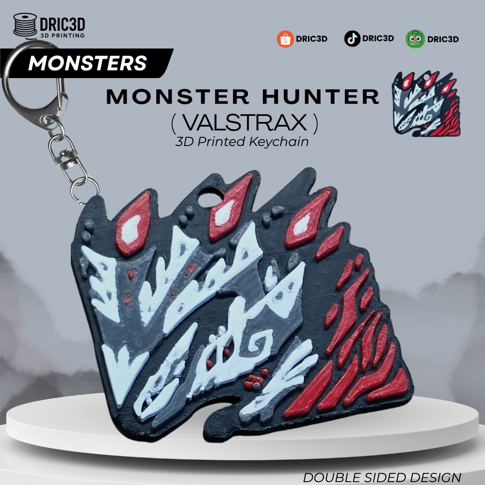 GANTUNGAN Monster Hunter Valstrax 2 ด้านพวงกุญแจ - Monster 3D พิมพ์พวงกุญแจของเล่นของขวัญคอลเลกชัน G