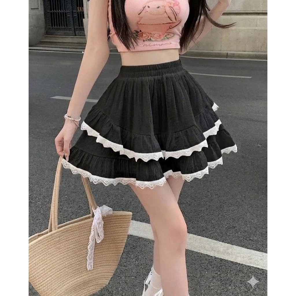 WILO Lace Mini Skirt for Women / Short Layered Skirt