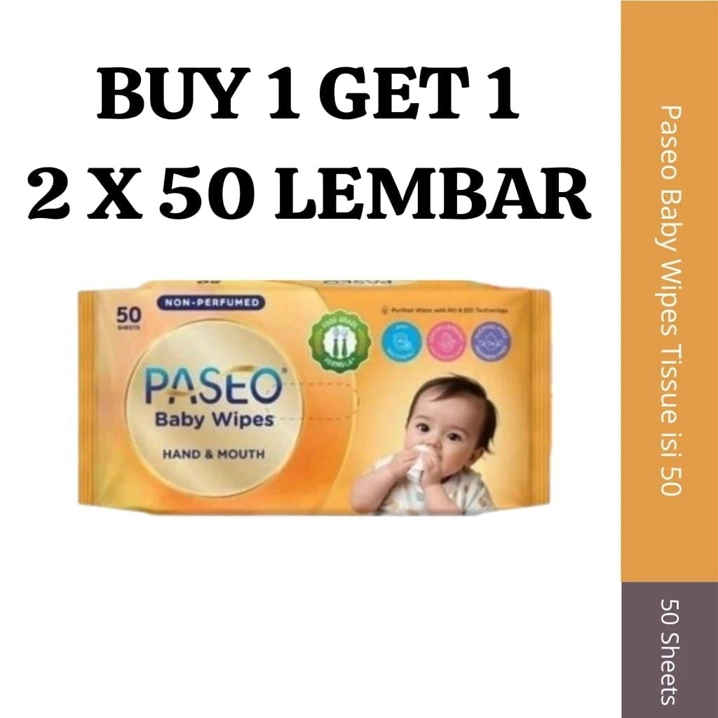 [ซื้อ 1 แถม 1] PASEO WET WIPES WET TISSUES CONTENTTS 2 X 50 แผ่น / WET TISSUES / BABY WIPES