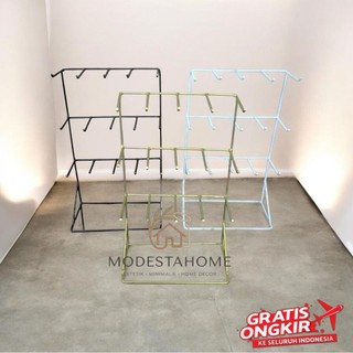 Rak Gantung Display Kunci, Kalung, Gelang - Warna Putih, Bahan Besi SNI, Desain Elegan