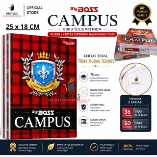 (10 PCS) Big Boss Campus Buku Tulis 50 Lembar - Buku Tulis Panjang Boxy SMP SMA SMK