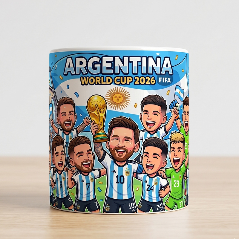 ARGENTINA FIFA world cup 2026 แก้วกาแฟเซรามิค สินค้า ของที่ระลึก ของขวัญสําหรับผู้ชาย รักฟุตบอล Lionel Messi, Emiliano Martinez, Enzo Fernandez, Lautaro Martinez, Julianrez