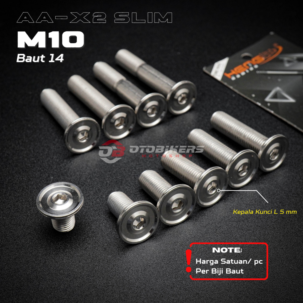 Bolt 14 / เกลียว M10 Type CNC AA X2 Slim HENG สแตนเลสเดิม ขนาด ยาว x 15 20 25 30 35 40 45 50 55 60 ม