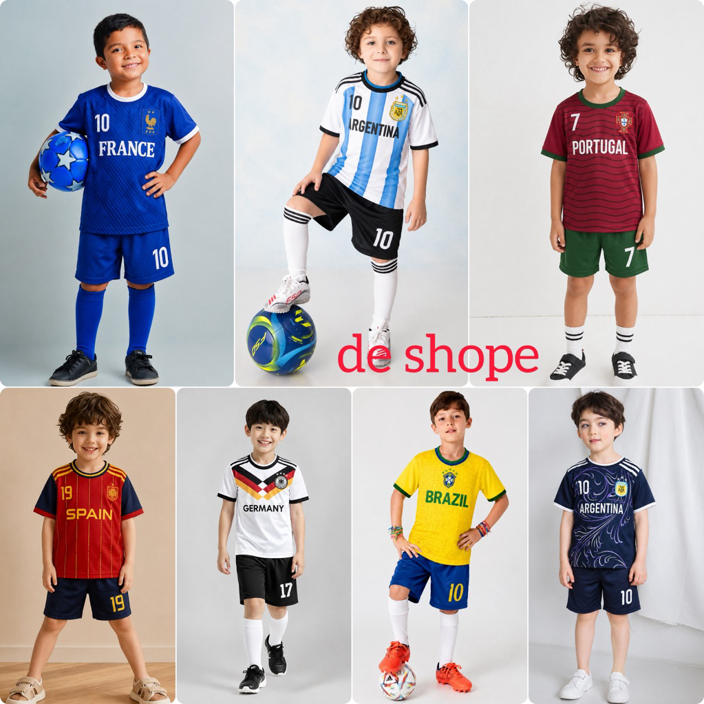 ชุดเสื้อฟุตบอลทีมชาติล่าสุด 1 ถึง 14 ปี เสื้อฟุตบอลชายคุณภาพ นางสาว mbappe โรนัลโด้ โรเมนี ทีมชาติ
