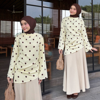 Jeena Blouse Polkadot Model Loose Casual Polka Top