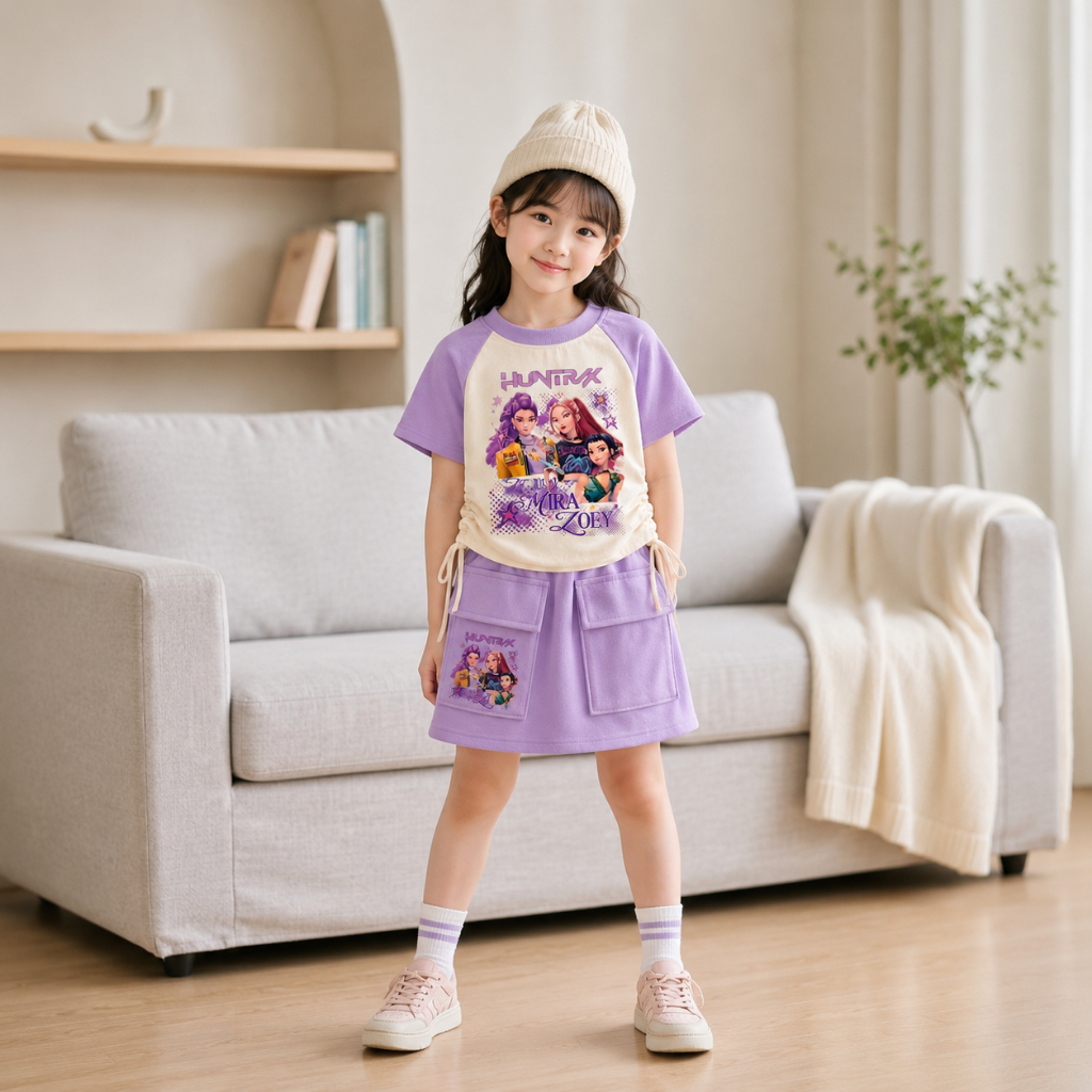 RUMI MIRA ZOEY DEMON HUNTERS DRAWSTRING SKIRT SET สําหรับ GIRLS AGES 1-8 ปี