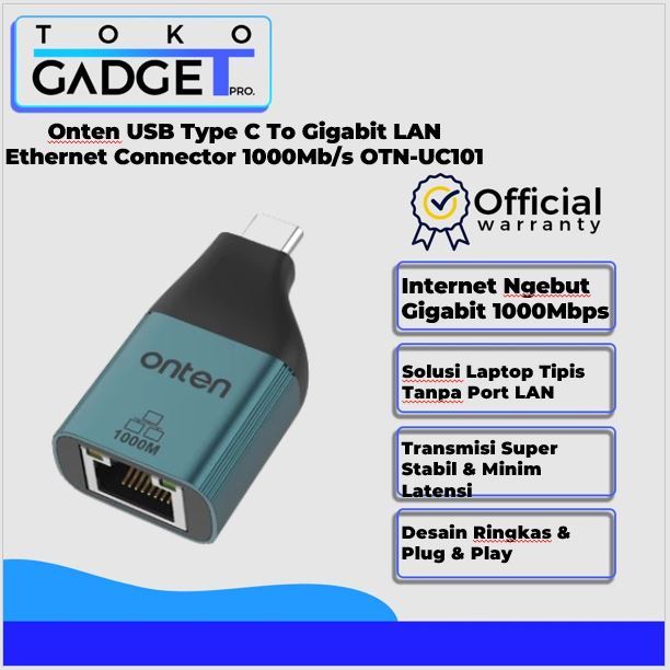 Onten USB Type C ถึง Gigabit LAN Ethernet Connector 1000Mb/s OTN-UC101