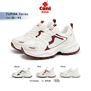 CaniKorea "FREE BOX" Yumna Sepatu Sneakers Wanita Platform Stylish Korean Kasual Shoes Sol Karet 9255