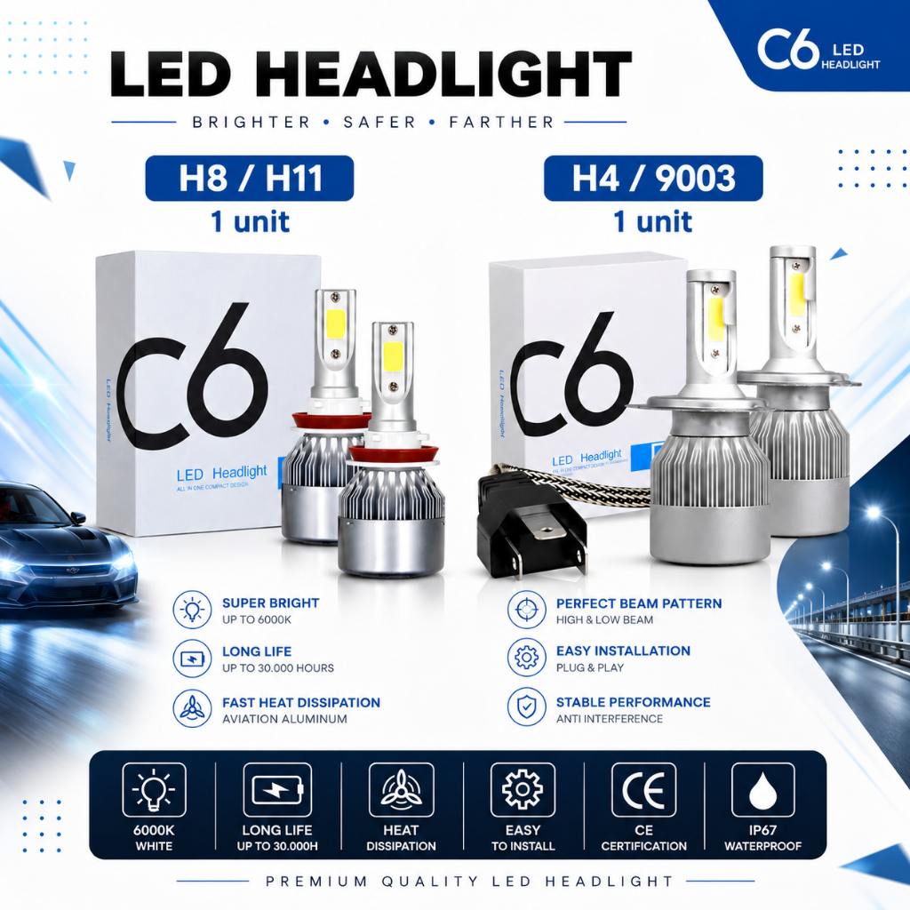 รถเดิม LED HEADLIGHT รถ MAIN LIGHT C6 H4 C6 H11 36 วัตต์| H11 FOGLAMP ไฟรถยนต์ | H4 ไฟหน้ารถจักรยานย