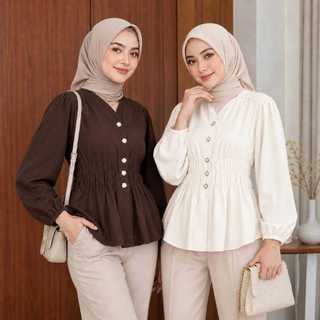Valerie Blouse Wanita Elegant – Kemeja Korean Style bahan RAYON TWILL | Atasan Kerja Katun Adem
