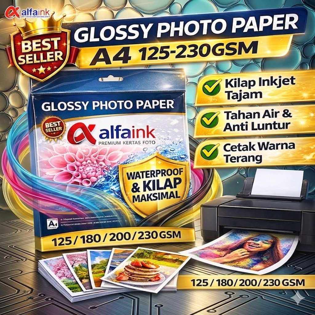 [ ISC ] ALFAINK GLOSSY PAPER WATERPROOF - กระดาษพรีเมี่ยม A4 PHOTO PAPER PRINTING PHOTO PAPER SP1
