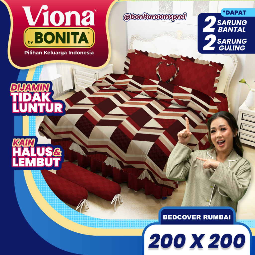 BONITA VIONA 180X200 KING SIZE TASSEL BEDCOVER SET AESTHETIC MOTIF BED SHEETS BABY BED SHEETS