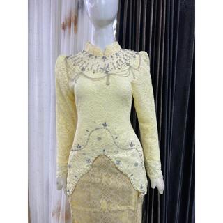 Kebaya Wisuda Rumbai Payet Graduation Pesta Kondangan Seragaman Butter Yellow