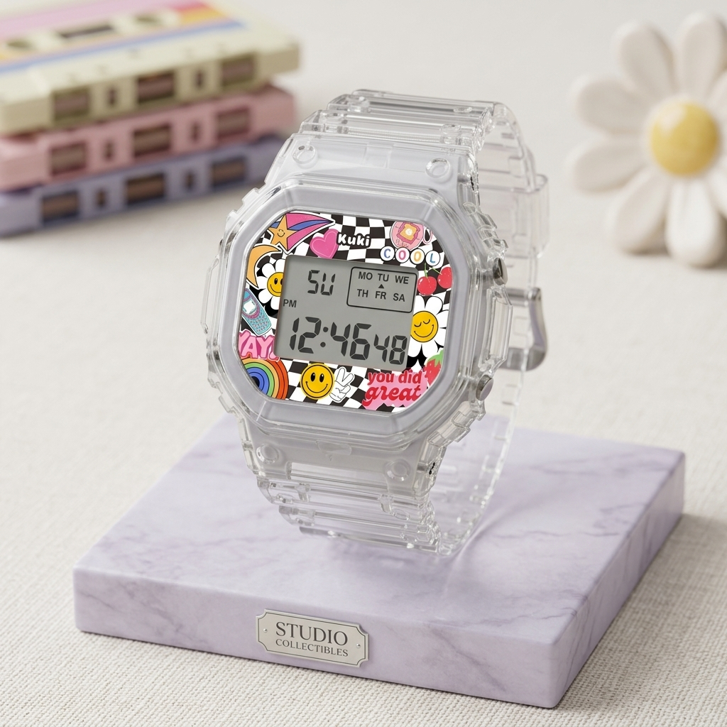 การออกแบบนาฬิกาดิจิทัลยาง Y2K สําหรับ TEENS CUSTOM DESIGN